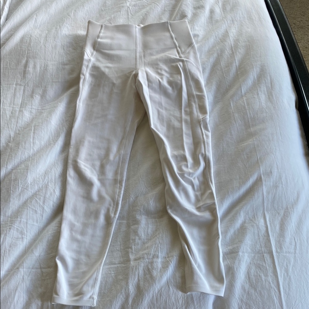 Athleta White Leggings With Mesh